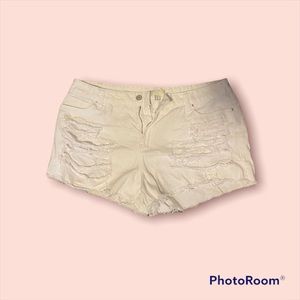 Forever 21 White Ripped Shorts